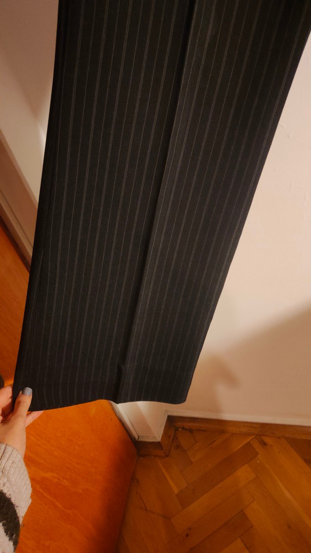 Siyah Çizgili Kadın Kumaş Pantolon - Görsel 3