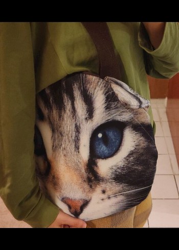 Kedi Yüzü Desenli Çanta - Görsel 2