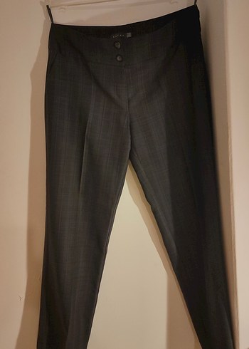 Düğmeli Gri Kadın Kumaş Pantolon - Görsel 2