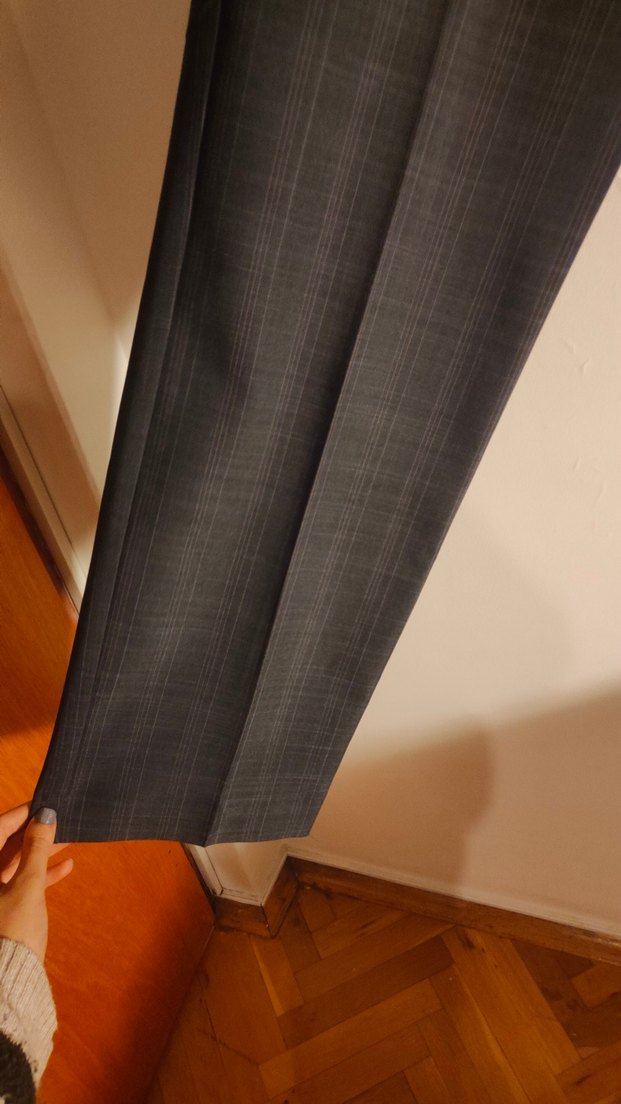 Düğmeli Gri Kadın Kumaş Pantolon - Görsel 3