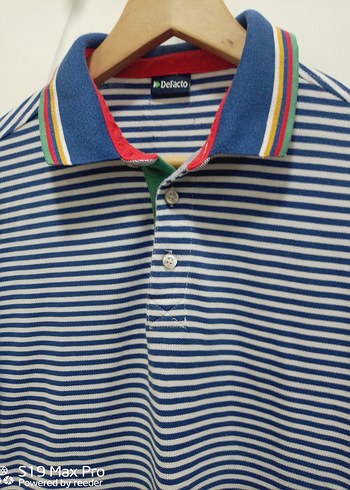 Çizgili Çok Renkli Kısa Kollu Polo Tişört - Görsel 2