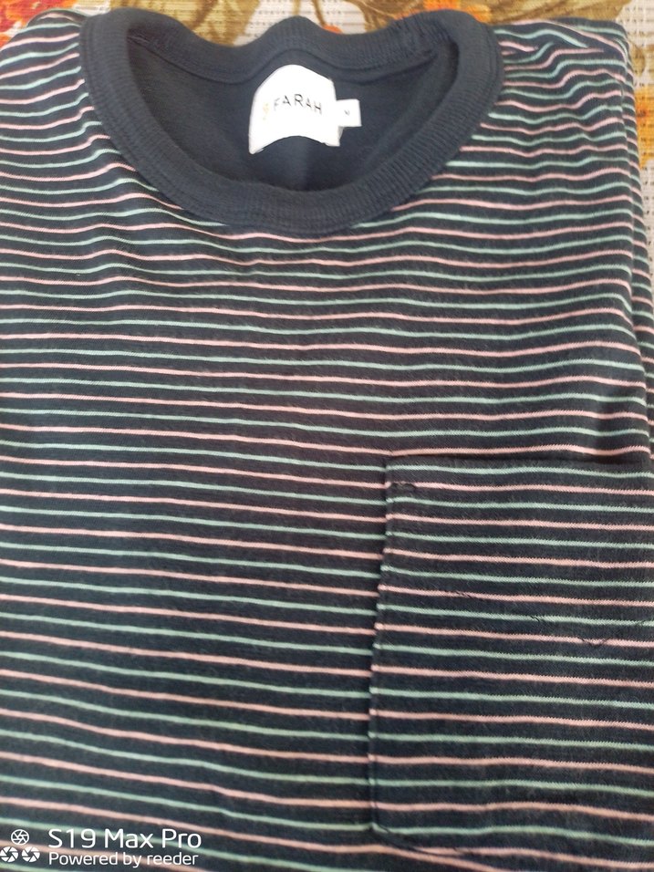 Gri Mavi Çizgili Erkek Tişört - Görsel 4