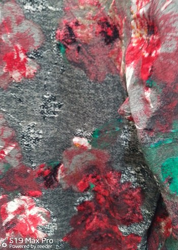 Uzun Kollu Bohem Desenli Gri Triko Elbise - Görsel 3