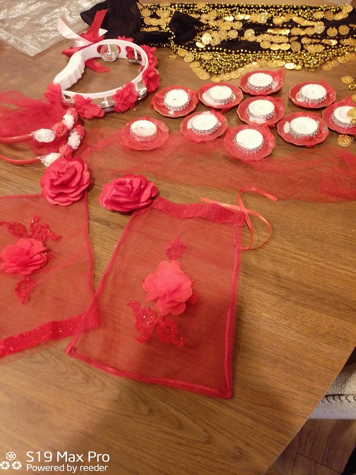 Kırmızı Çiçekli Zil ve Mum Seti kına için - Görsel 2