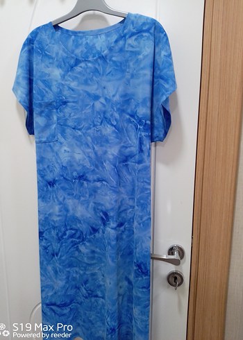 Mavi Bağlamalı V Yaka Hamile Tunik - Görsel 3