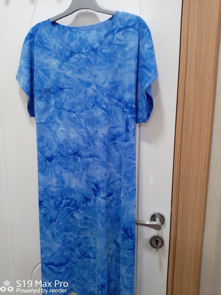 Mavi Bağlamalı V Yaka Hamile Tunik - Görsel 3