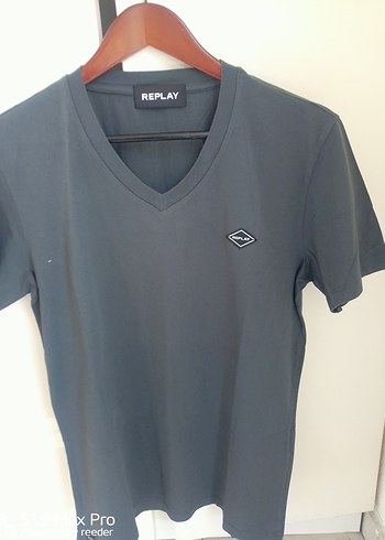 Replay Gri V Yaka Erkek Tişört - Görsel 3