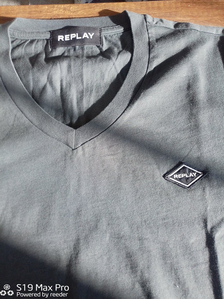 Replay Gri V Yaka Erkek Tişört - Görsel 4