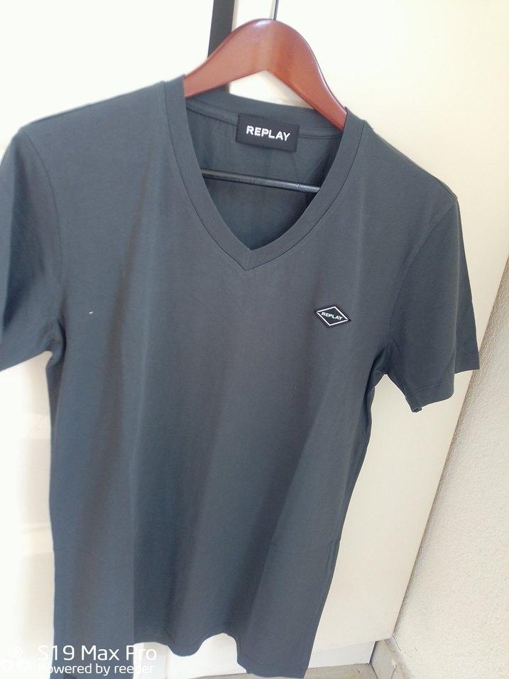 Replay Gri V Yaka Erkek Tişört - Görsel 2