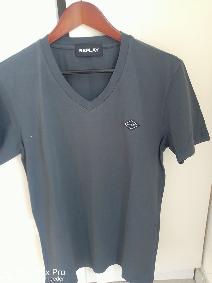 Replay Gri V Yaka Erkek Tişört - Görsel 3