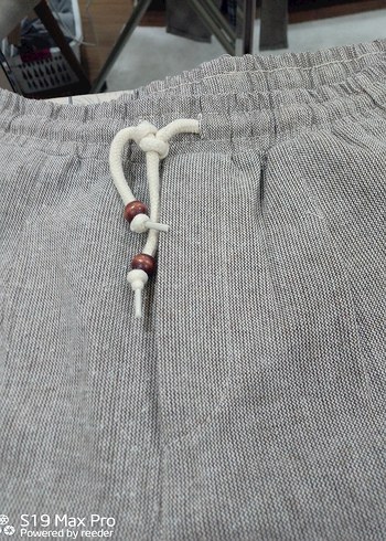 Gri Keten Rahat Kesim Kadın Pantolon - Görsel 2