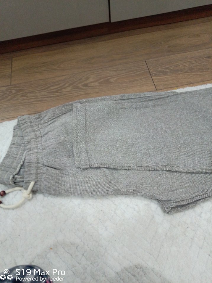 Gri Keten Rahat Kesim Kadın Pantolon - Görsel 3