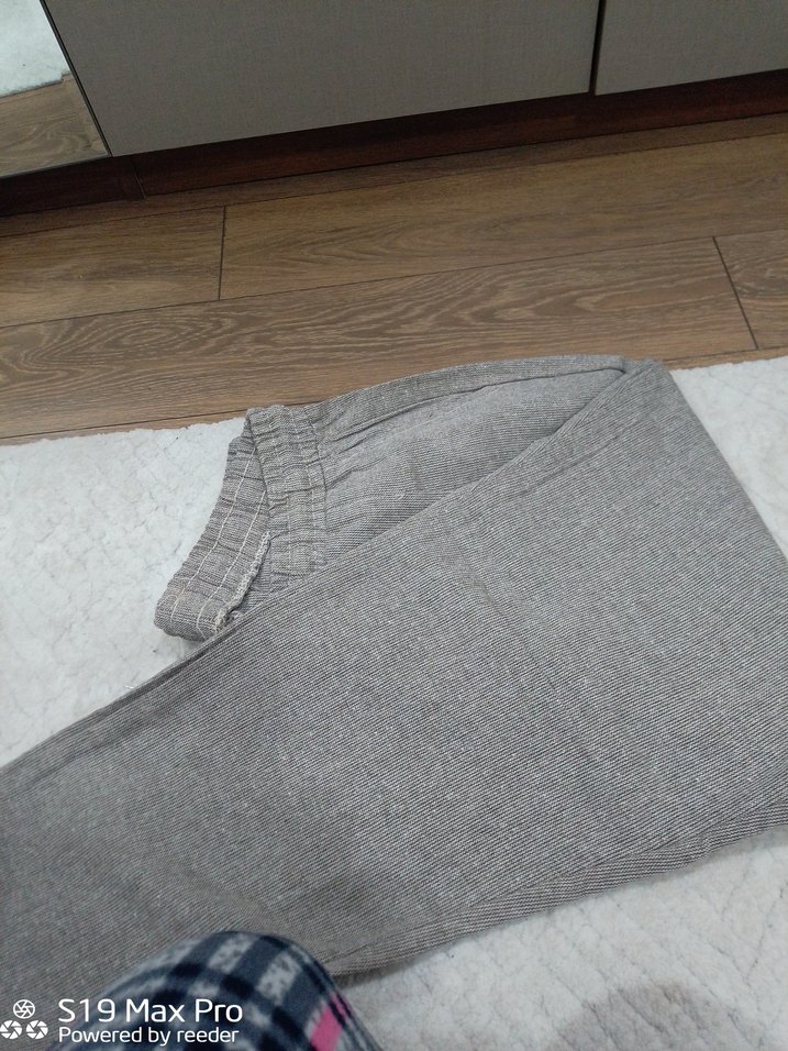 Gri Keten Rahat Kesim Kadın Pantolon - Görsel 4