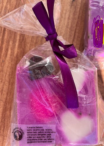 Lavanta yağlı Kalp Desenli Mor sabun - Görsel 8