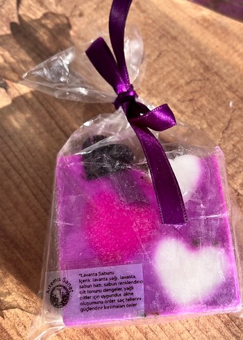 Lavanta yağlı Kalp Desenli Mor sabun - Görsel 6