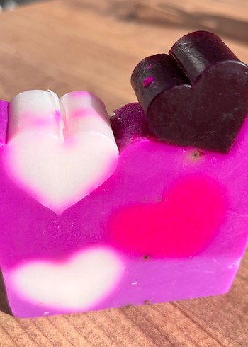 Lavanta yağlı Kalp Desenli Mor sabun - Görsel 4