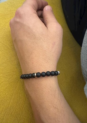 Hematit ve onix doğal taşlı erkek Bileklik - Görsel 4