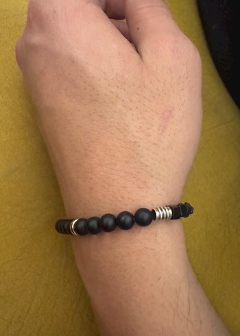 Hematit ve onix doğal taşlı erkek Bileklik - Görsel 5