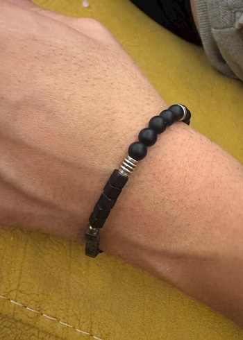 Hematit ve onix doğal taşlı erkek Bileklik - Görsel 3