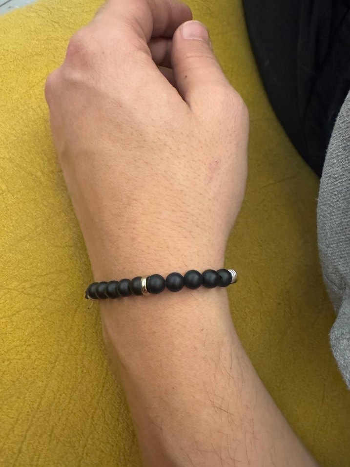 Hematit ve onix doğal taşlı erkek Bileklik - Görsel 4