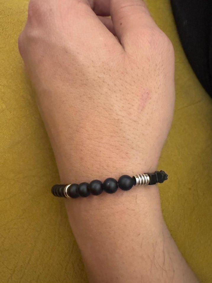 Hematit ve onix doğal taşlı erkek Bileklik - Görsel 5