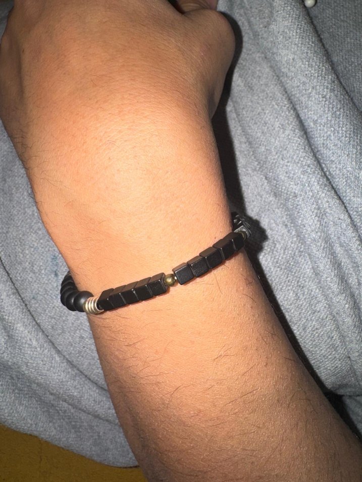 Hematit ve onix doğal taşlı erkek Bileklik - Görsel 2