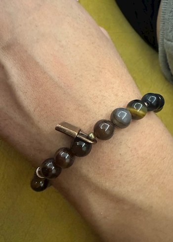 Doğal taş Kaplan gözü kilit detaylı erkek bileklik - Görsel 7