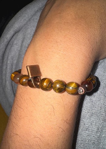 Doğal taş Kaplan gözü kilit detaylı erkek bileklik - Görsel 10