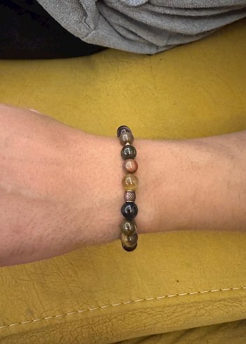 Doğal taş Kaplan gözü kilit detaylı erkek bileklik - Görsel 5