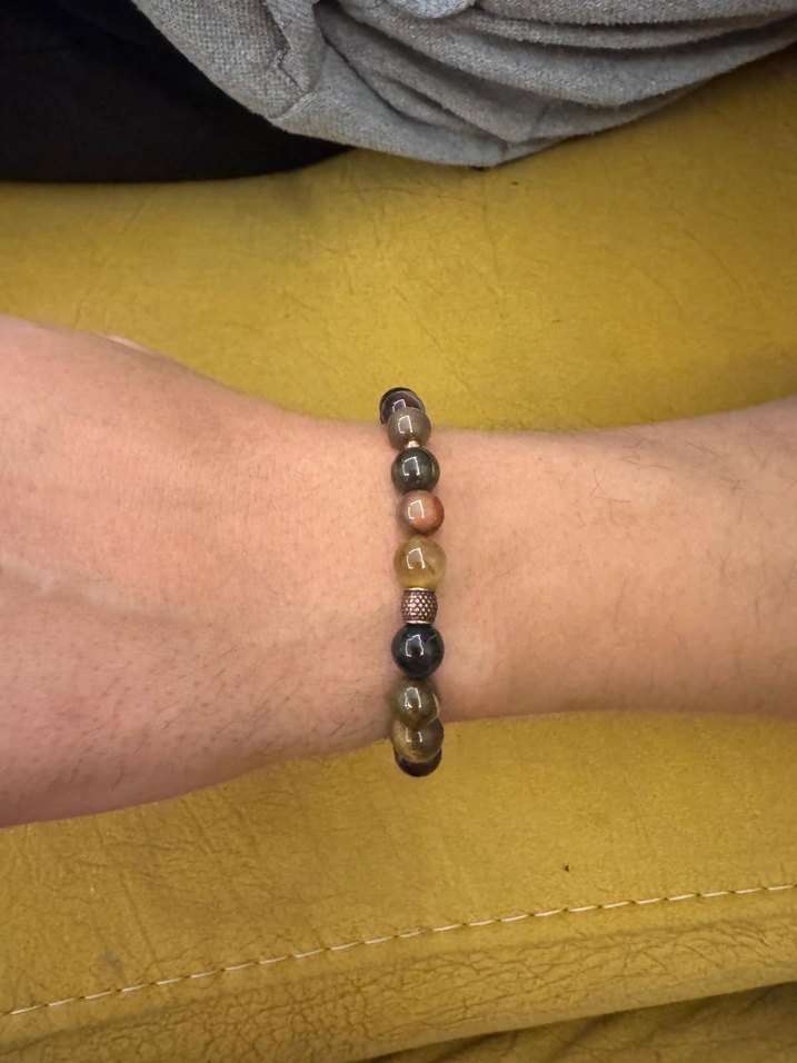 Doğal taş Kaplan gözü kilit detaylı erkek bileklik - Görsel 5