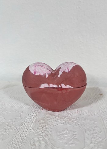 Pembe kırmızı Mermer Görünümlü Mum - Görsel 6