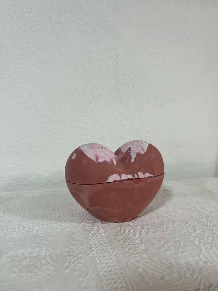 Pembe kırmızı Mermer Görünümlü Mum - Görsel 5