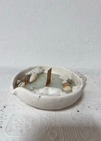Deniz kabuklu beyaz mum - Görsel 10