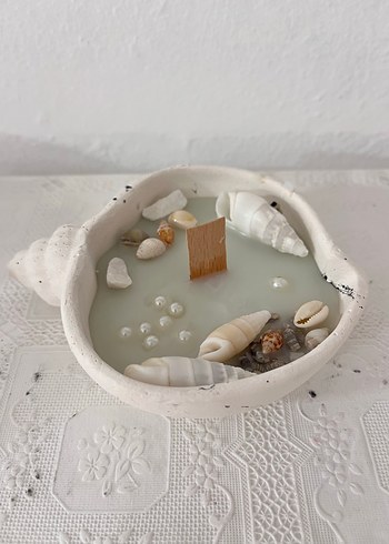 Deniz kabuklu beyaz mum - Görsel 5