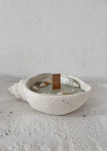 Deniz kabuklu beyaz mum - Görsel 3