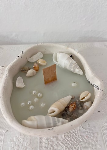 Deniz kabuklu beyaz mum - Görsel 4