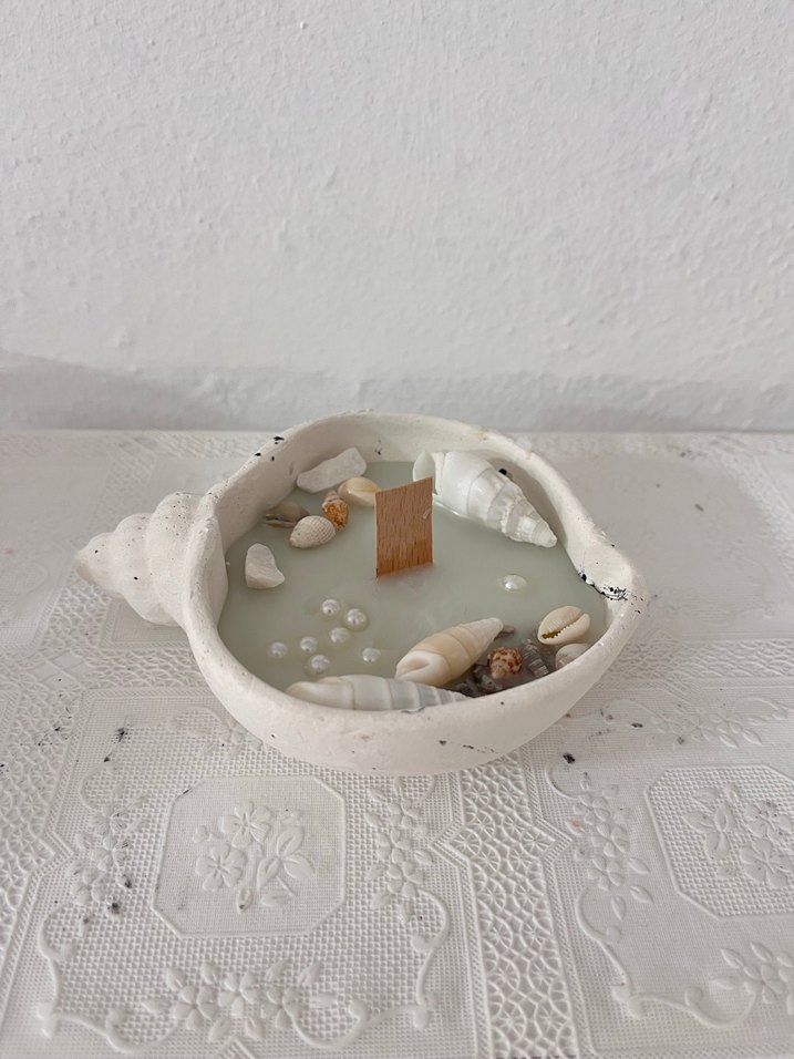 Deniz kabuklu beyaz mum - Görsel 2