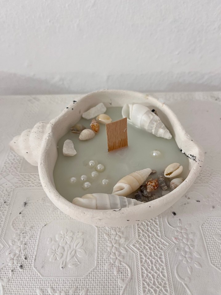 Deniz kabuklu beyaz mum - Görsel 5