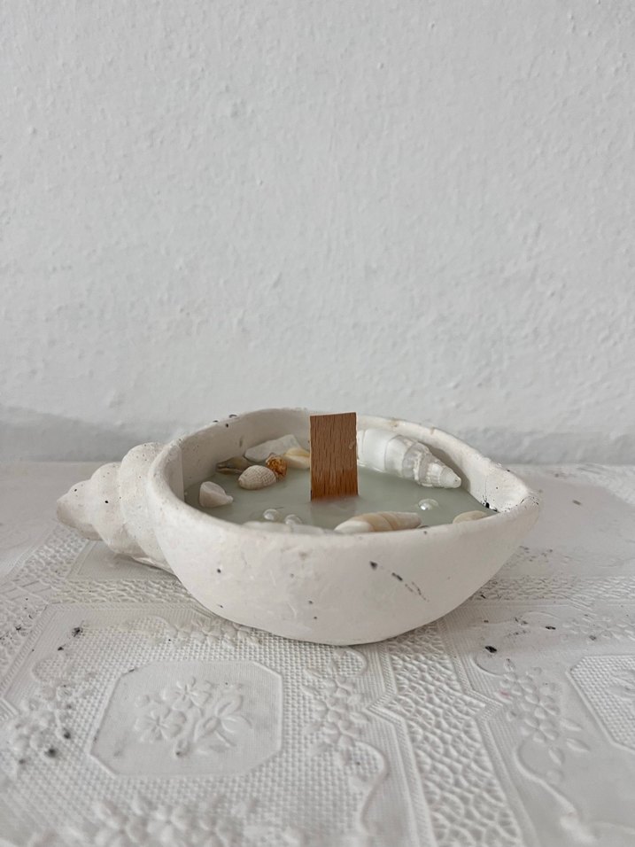 Deniz kabuklu beyaz mum - Görsel 3