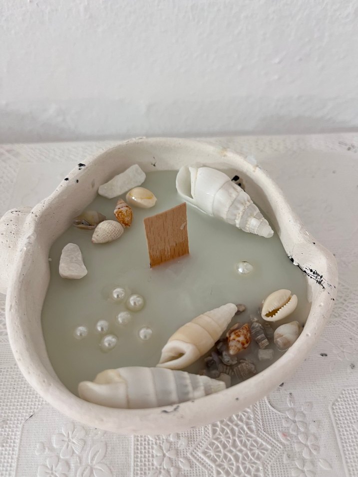 Deniz kabuklu beyaz mum - Görsel 4