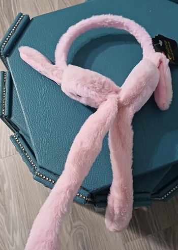 Pembe Peluş Oyuncak Kulaklık Şal - Görsel 3