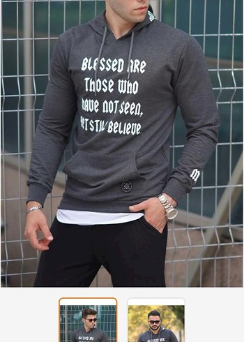 Bordo Kapüşonlu Erkek Sweatshirt - Görsel 3