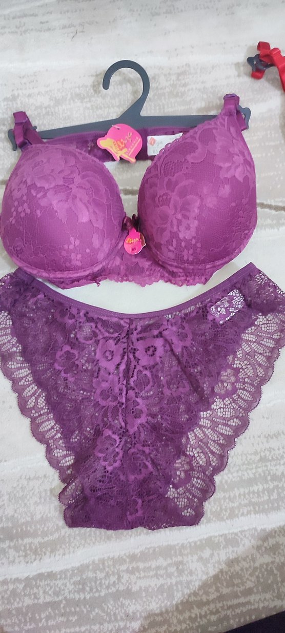 Nakışlı Kırmızı ve Mor Bohem Sütyen takımı - Görsel 5