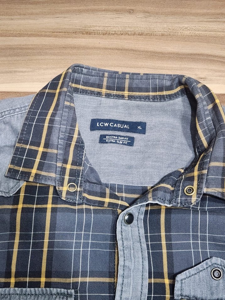 Gri Ekoseli Erkek Gömleği (XL-Slim Fit) - Görsel 2