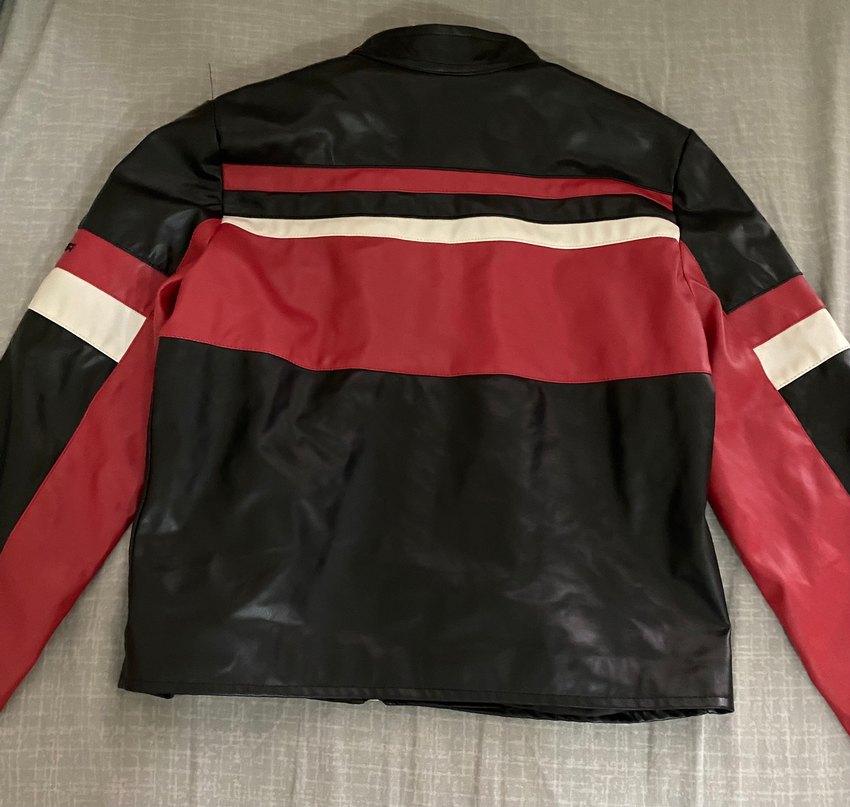 Kadın Kırmızı Siyah Deri Biker Ceket - Görsel 5