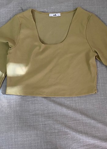 Yeşil Kadın Uzun Kollu Crop Top - Görsel 2