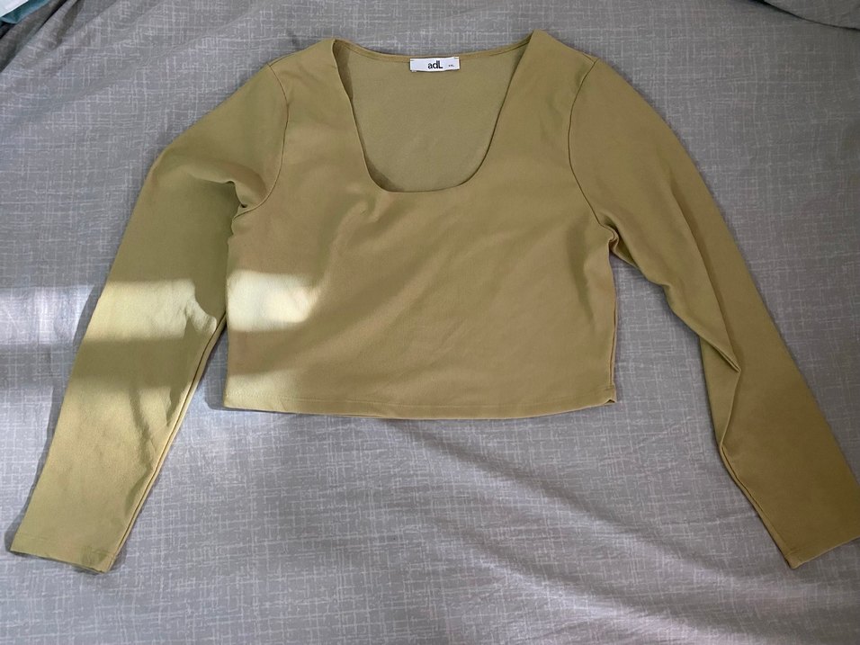 Yeşil Kadın Uzun Kollu Crop Top - Görsel 2