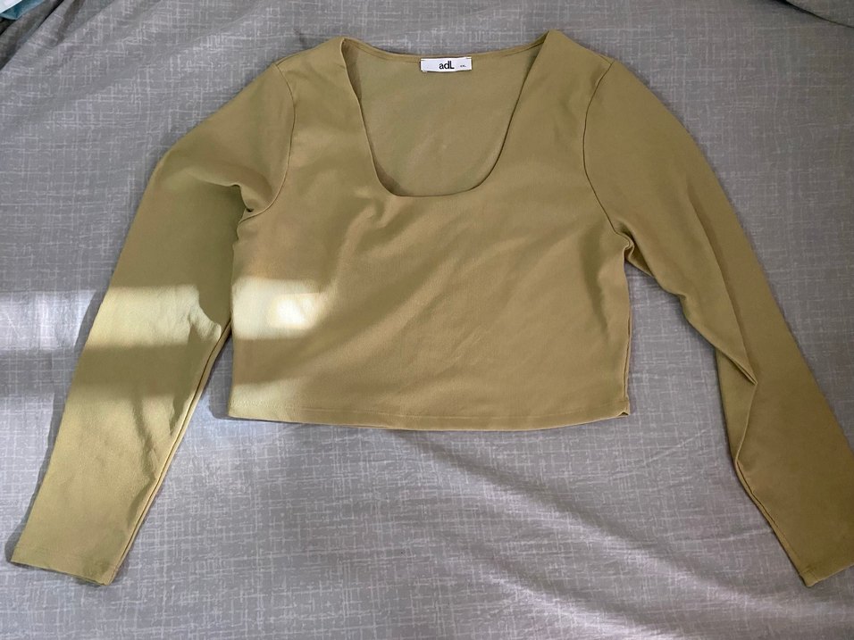 Yeşil Kadın Uzun Kollu Crop Top - Görsel 3