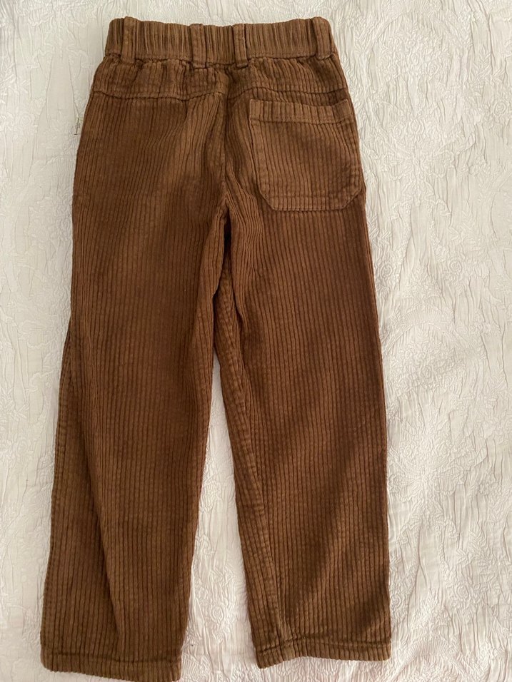 Düğmeli Kahverengi Erkek Çocuk Keten Pantolon - Görsel 3