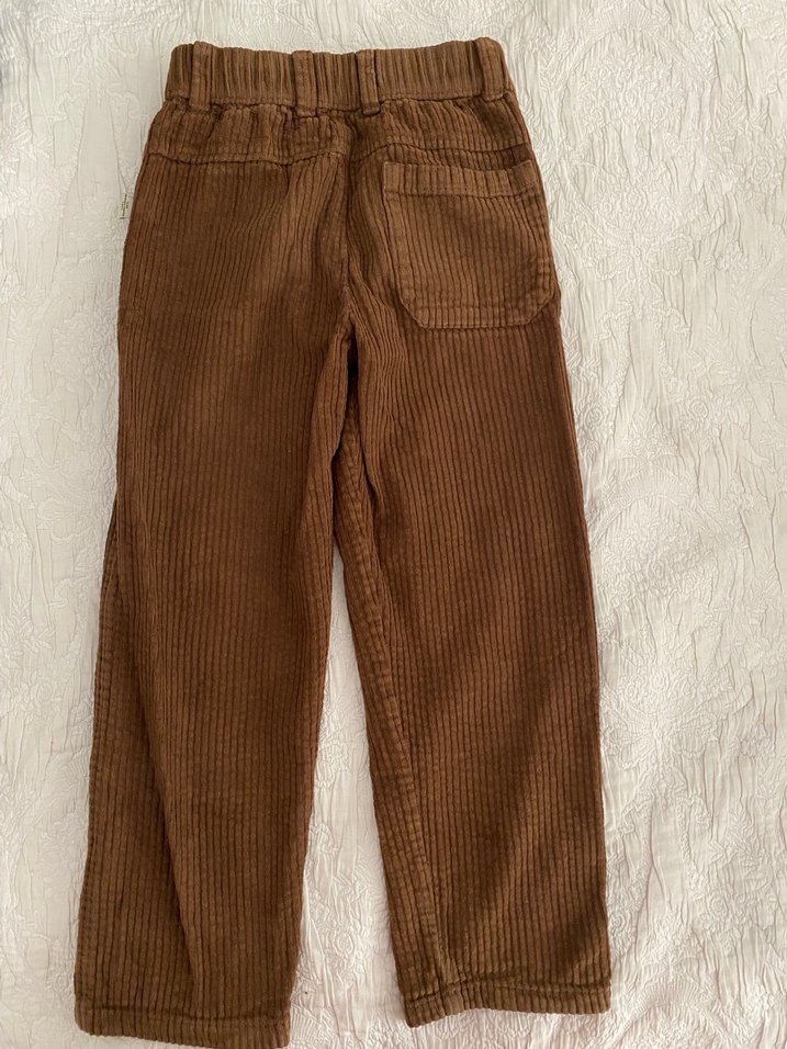 Düğmeli Kahverengi Erkek Çocuk Keten Pantolon - Görsel 2